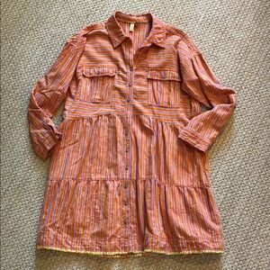 Pilcro Orange and Pink Scandi Shirt Dress